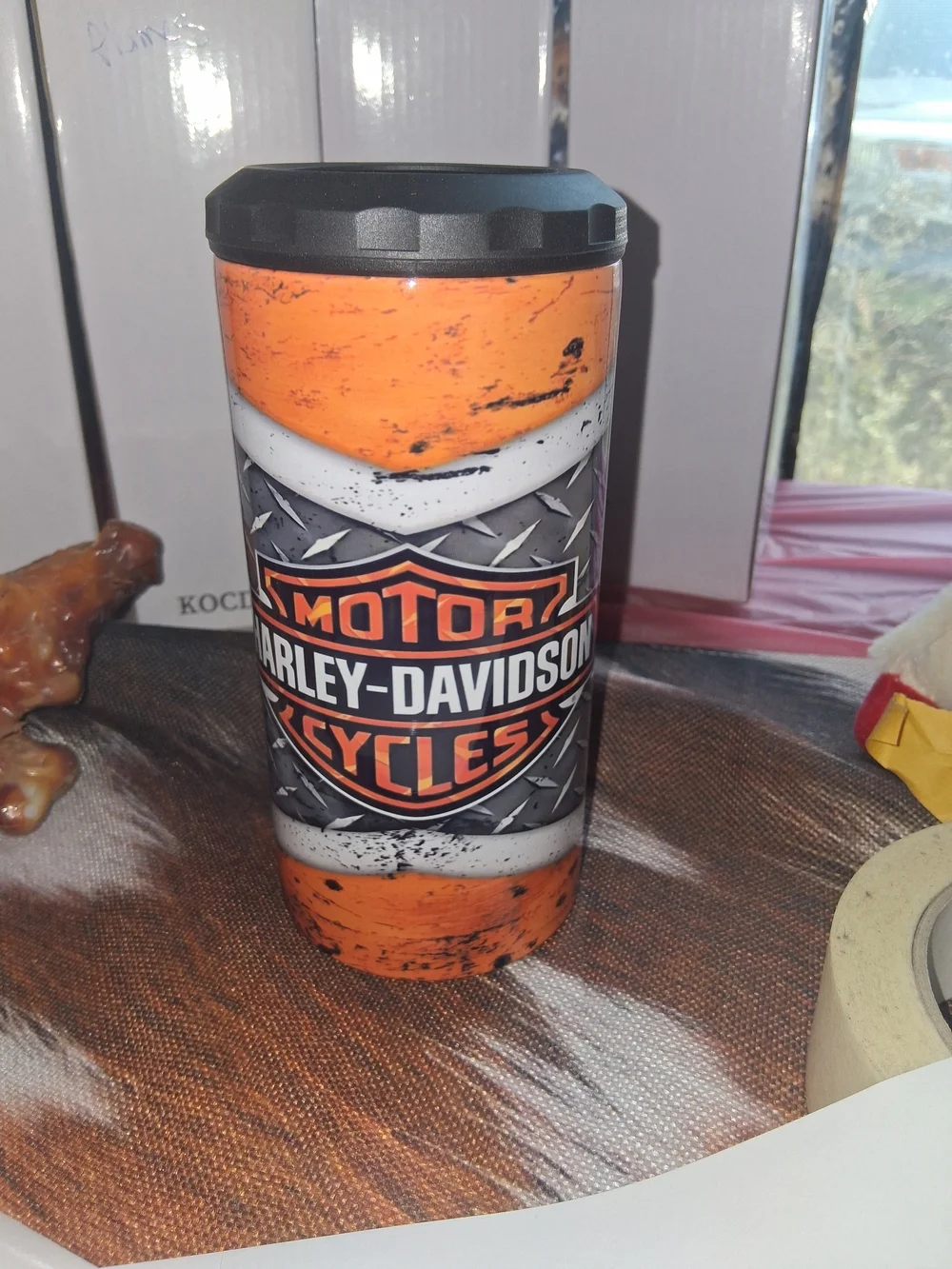 Harley-Davidson Orange & Black Travel Tumbler with Lid